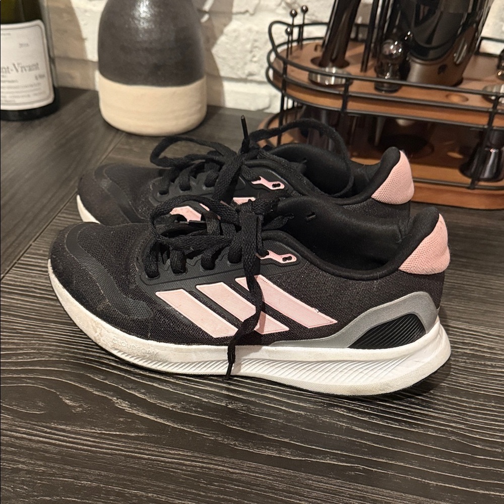 adidas Kids Black and Pink Sneakers - Picture 2 of 7